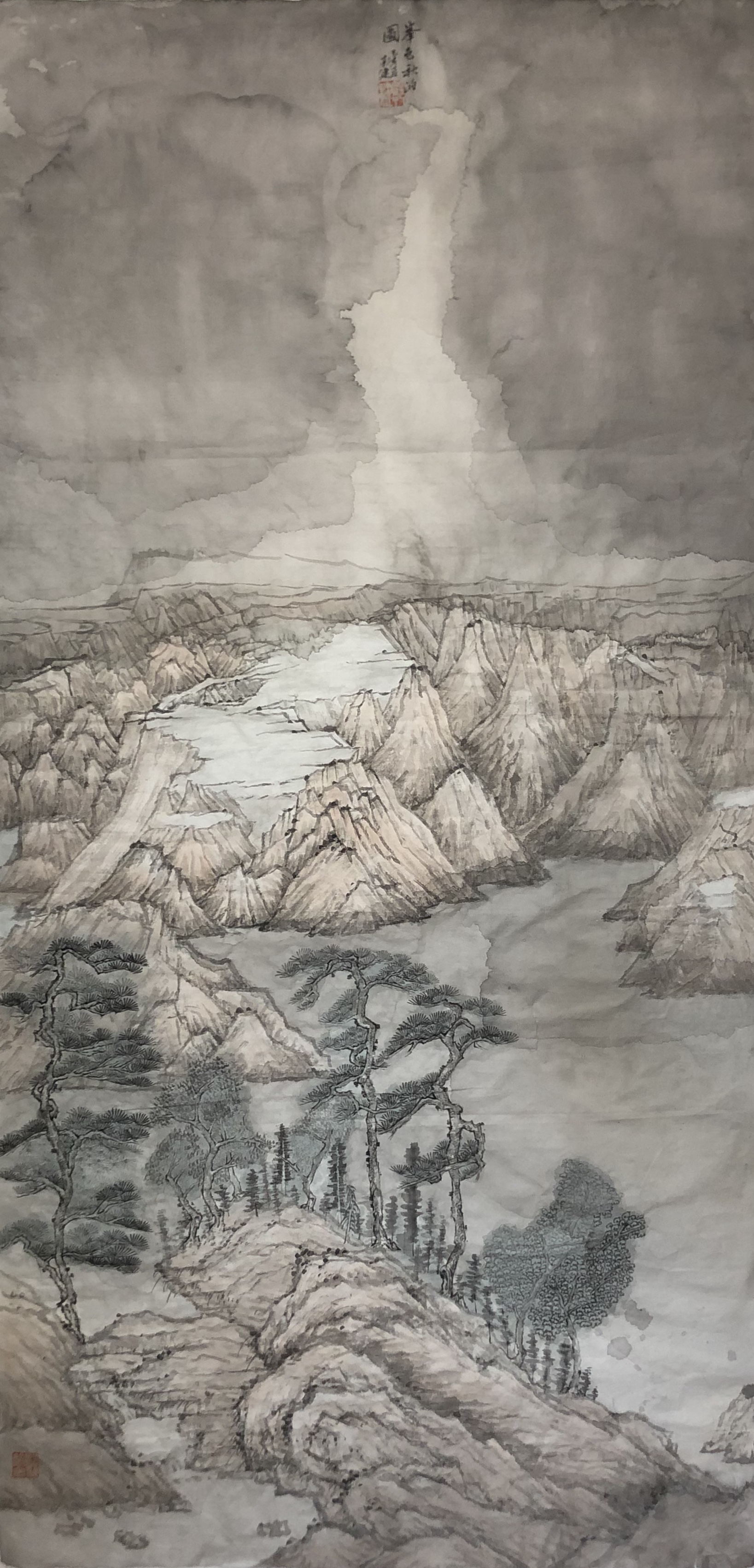 作者,郭健 ,作品名《峰色秋泊图》,国画山水,尺寸 178×70CM_看图王.jpg 作者,郭健 ,作品名《峰色秋泊图》,国画山水,尺寸 178×70CM_看图王.jpg